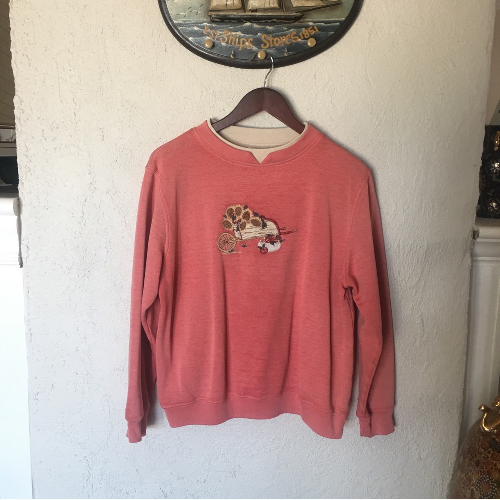 Vintage Haband Coral Pink Cottagecore Pullover